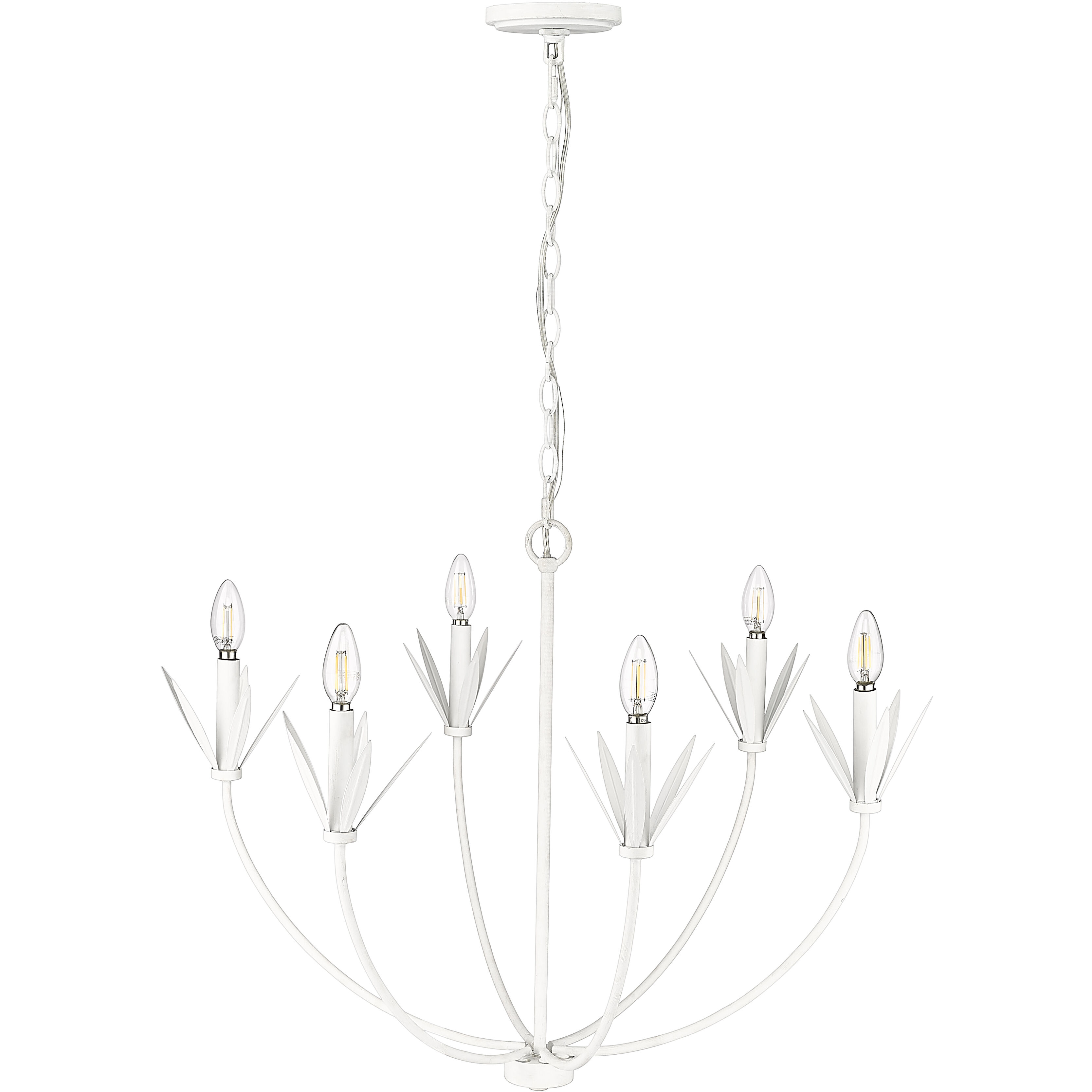 Primrose 6 Light 30.5 inch Textured White Chandelier Ceiling Light